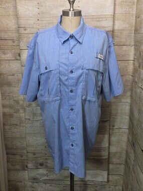 Light Blue Short-Sleeve Button-Up Men's Shirt